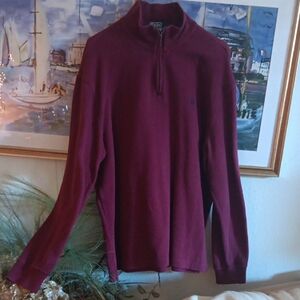 Polo by Ralph Lauren Men's Maroon Zip-Up Sweater